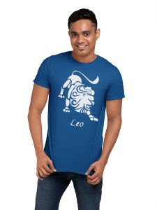 Leo (BG White)(Blue T) - Printed Zodiac Sign Tshirts - Made especially for astrology lovers people