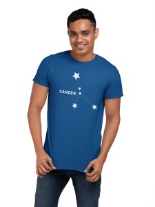Cancer stars (BG White)(Blue T) - Printed Zodiac Sign Tshirts - Made especially for astrology lovers people