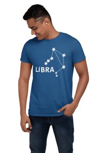 Libra stars (BG White)(Blue T) - Printed Zodiac Sign Tshirts - Made especially for astrology lovers people