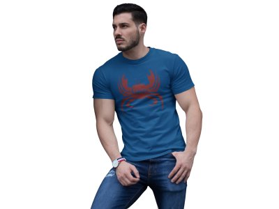 Cancer design (BG Brown)(Blue T) - Printed Zodiac Sign Tshirts - Made especially for astrology lovers people
