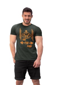 Feel The Pain, Straight Lines Round Neck Gym Tshirt (Orange) - Foremost Gifting Material for Your Friends and Close Ones