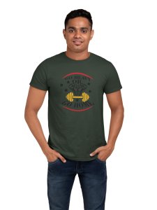 Go Heavy or Go Home Round Neck Gym Tshirt (BG Black And Yellow) - Foremost Gifting Material for Your Friends and Close Ones