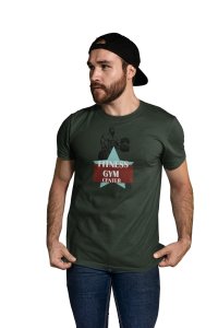 Fitness Gym Center, (BG Blue and Cherry), Round Neck Gym Tshirt - Foremost Gifting Material for Your Friends and Close Ones
