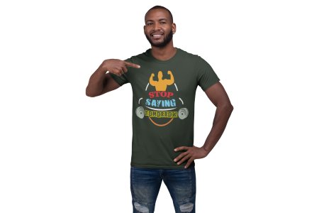 Stop Saying Tomorrow, Orange Semi Human, Round Neck Gym Tshirt - Foremost Gifting Material for Your Friends and Close Ones