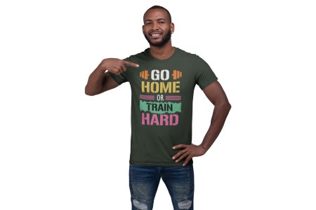 Go Home and Train Hard, Round Neck Gym Tshirt (Pink Straight Lines) - Foremost Gifting Material for Your Friends and Close Ones