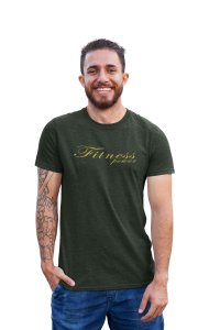 Fitness Power, Cursive Handwriting, Round Neck Gym Tshirt - Foremost Gifting Material for Your Friends and Close Ones