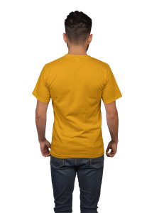 Make Muscles, Not Excuses, With Bar Symbol, (BG Blue), Round Neck Gym Tshirt (Yellow Tshirt) - Clothes for Gym Lovers - Foremost Gifting Material for Your Friends and Close Ones
