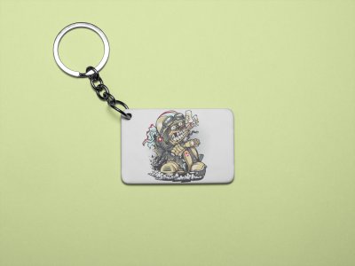 Creature in scooty - Printed acrylic animated Keychain(Pack Of 2)