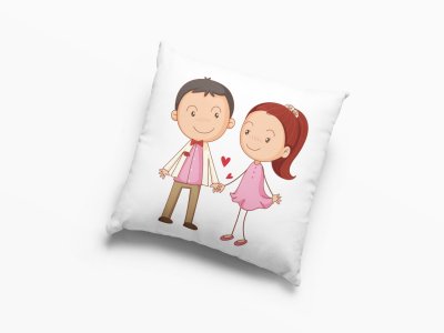 Cute Couple with Cute Heart-Printed Pillow Covers For (Pack Of Two)