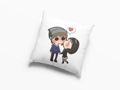 Girl Kissing Boy -Printed Pillow Covers For (Pack Of Two)