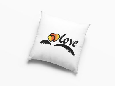 Love Text With Double Hearts -Printed Pillow Covers For (Pack Of Two)