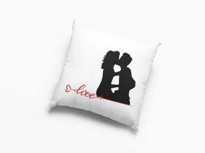 Cute Kissing Couple with arrow in love -Printed Pillow Covers For (Pack Of Two)