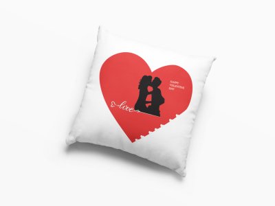 Happy valentine's Day With Cute Kissing Couple -Printed Pillow Covers For (Pack Of Two)