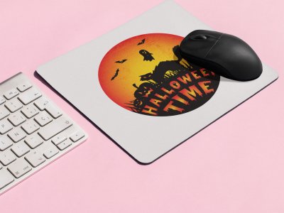 Halloween Time -Circle -Hunted House -Halloween Theme Mousepads