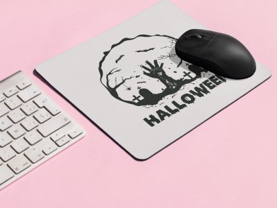 Halloween, graveyard, (BG white) -Halloween Theme Mousepads