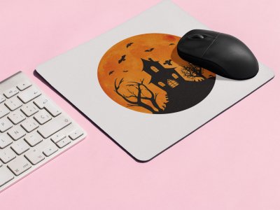 Hunted House With Scary Trees -Halloween Theme Mousepads