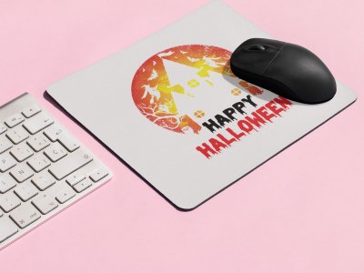 Happy Halloween-Hunted House With Evil Spirits-Halloween Theme Mousepads