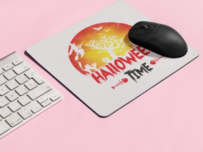 Halloween Time Semi Circle-Fish Bones-Halloween Theme Mousepads