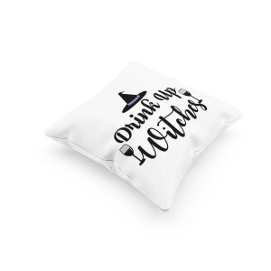 Drink up witches, wine glasses -Halloween Theme Pillow Covers (Pack Of 2)