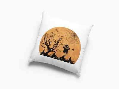 Halloween Illustration -Scary Semi Circle-Halloween Theme Pillow Covers (Pack Of 2)
