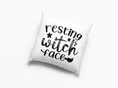 Resting Witch Face Black Text -Halloween Theme Pillow Covers (Pack Of 2)
