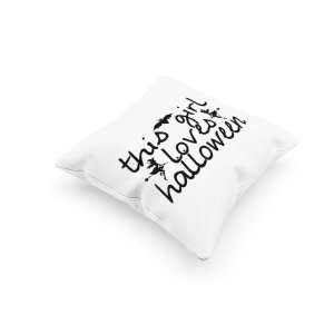 This Girl Loves Halloween Black Text-Halloween Theme Pillow Covers (Pack Of 2)
