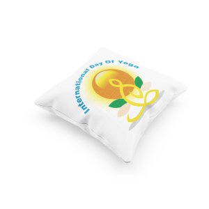 International Yoga Day Text In Sky Blue -Printed Pillow Covers(Pack Of 2)