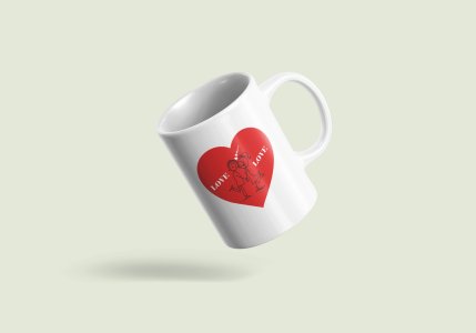 Cute Coulpe Inside The Heart  - valentine themed printed ceramic white coffee and tea mugs/ cups