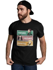 Demon slayer characters - Black printed cotton t-shirt - Comfortable and Stylish Tshirt