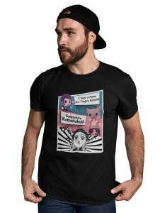 Tanjiro x Inosuke - Black printed cotton t-shirt - Comfortable and Stylish Tshirt