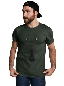Open Mouth with a Tie Emoji T-shirt (Green) - Clothes for Emoji Lovers - Suitable for Fun Events - Foremost Gifting Material for Your Friends and Close Ones