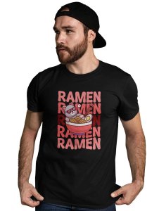 Cat in bowl - Black printed cotton t-shirt - Comfortable and Stylish Tshirt