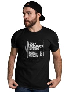 Slipper -Black printed cotton t-shirt - Comfortable and Stylish Tshirt