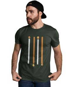 Vertical Bar Printed T-shirt (Green) - Clothes for Emoji Lovers - Suitable for Fun Events - Foremost Gifting Material for Your Friends and Close Ones