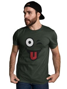 Left Eye Blink Emoji T-shirt (Green) - Clothes for Emoji Lovers - Suitable for Fun Events - Foremost Gifting Material for Your Friends and Close Ones