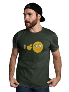 A Cup of Tea for Me Printed T-shirt (Green) - Clothes for Emoji Lovers - Suitable for Fun Events - Foremost Gifting Material for Your Friends and Close Ones
