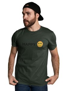 Written Happy Text with Emoji T-shirt (Green) - Clothes for Emoji Lovers -Foremost Gifting Material for Your Friends and Close Ones
