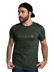 Five Colour Shaded Shapes Emojis T-shirt (Green) - Clothes for Emoji Lovers -Foremost Gifting Material for Your Friends and Close Ones