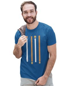 Vertical Bar Printed T-shirt (Blue) - Clothes for Emoji Lovers-Suitable for Fun Events- Foremost Gifting Material for Your Friends and Close Ones