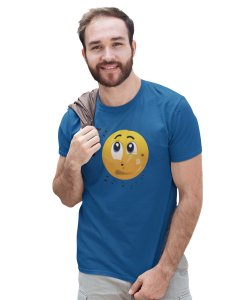 Remembering Music with an Emotional Face Emoji T-shirt (Blue) - Clothes for Emoji Lovers - Suitable for Fun Events - Foremost Gifting Material for Your Friends and Close Ones