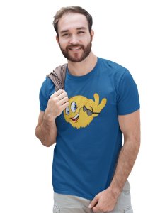 Happy Emoji removing glasses T-shirt (Blue) - Clothes for Emoji Lovers - Suitable for Fun Events - Foremost Gifting Material for Your Friends and Close Ones