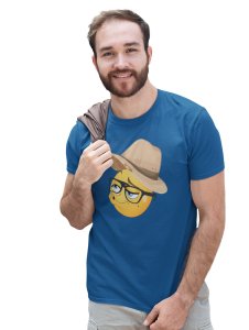 Pouting Emoji with Hat Printed T-shirt (Blue) - Clothes for Emoji Lovers - Suitable for Fun Events - Foremost Gifting Material for Your Friends and Close Ones