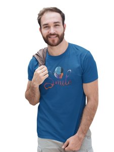 Scary Smile Emoji Printed T-shirt (Blue) - Clothes for Emoji Lovers - Suitable for Fun Events - Foremost Gifting Material for Your Friends and Close Ones