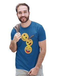 Triplets Emojis T-shirt (Blue) - Clothes for Emoji Lovers - Suitable for Fun Events - Foremost Gifting Material for Your Friends and Close Ones