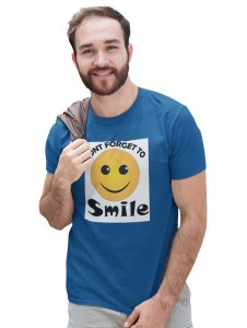 Don't Forget to Smile Emoji T-shirt (Blue) - Clothes for Emoji Lovers - Suitable for Fun Events - Foremost Gifting Material for Your Friends and Close Ones
