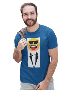 Real Gentleman Emoji T-shirt (Blue) - Clothes for Emoji Lovers - Suitable for Fun Events - Foremost Gifting Material for Your Friends and Close Ones