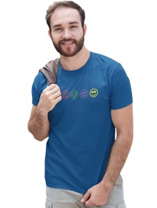 Five Colour Shaded Shapes Emojis T-shirt (Blue) - Clothes for Emoji Lovers - Suitable for Fun Events - Foremost Gifting Material for Your Friends and Close Ones