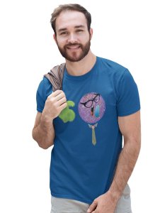 Strong Man in Violet Emoji T-shirt (Blue) - Clothes for Emoji Lovers - Suitable for Fun Events - Foremost Gifting Material for Your Friends and Close Ones