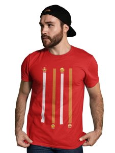 Vertical Bar Printed T-shirt (Red) - Clothes for Emoji Lovers - Foremost Gifting Material for Your Friends and Close Ones