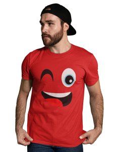 Wink Emoji Blend T-shirt (Red) - Clothes for Emoji Lovers - Foremost Gifting Material for Your Friends and Close Ones